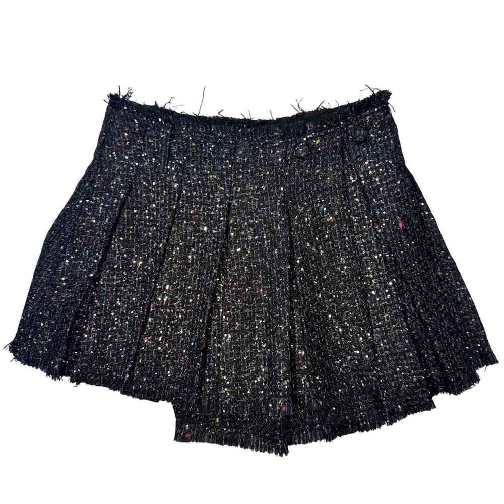 Aqua Wicked Tweed Asymmetric Pleated Skirt Women’s Medium Dark Academia Broadway - Picture 3 of 16